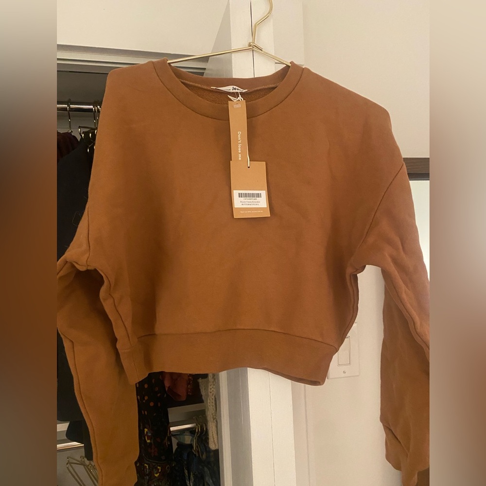 Tan reformation cropped sweatshirt